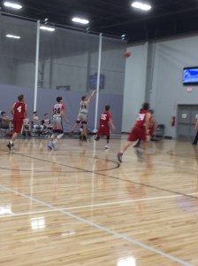 A last second basketball shot